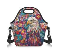 Amzbeauty Lunch Bag for Kids Kids Lunch Box Bag Adult Adjustable Shoulder Strap Crossbody Meal Pack Food Container Storage Meal Bags Flower Eagle Print