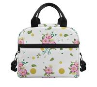 Amzbeauty Lunch Bag for Kids Portable Insulated Leakproof Soft Cooler Bag with Front Pocket for Kids Teens Boys Girl Durable Thermal Lunch Box for School Picnic Outdoor Portulaca Oleracea Print