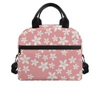 Amzbeauty Lunch Bag Girls Reusable Insulated Leakproof Lunch Box Tote Bag Cool Bags for Kids Boys Adults Thermal Cooler Bag for Work School Picnic Travel Pink Five Petaled Flower Print