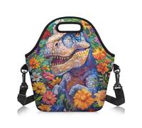Amzbeauty Lunch Bag Insulated Adjustable Shoulder Strap Thermal Reusable Lunch Tote Meal Cooler Tote Crossbody Bags Food Sack Handbags for Girls Sunflower Dinosaur Print