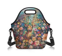 Amzbeauty Lunch Bag Kids Lunch Box Bag Adult Adjustable Shoulder Strap Crossbody Meal Pack Food Container Storage Meal Bags Sika Deer Print