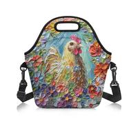 Amzbeauty Lunch Bag Kids Women Men Adult Insulated Cooler Food Containers Reusable High Capacity Lunch Tote Bags for Work Travel Outdoor Rooster Print