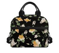 Amzbeauty Lunch Bag Portable Insulated Leakproof Soft Cooler Bag with Front Pocket for Kids Teens Boys Girl Durable Thermal Lunch Box for School Picnic Outdoor Hibiscus Print