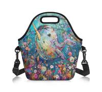 Amzbeauty Lunch Bag Women Men Adjustable Shoulder Strap Portable Lunch Box Tote Bags Work Boys Girls School Picnic Travel Narwhal Print