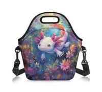 Amzbeauty Lunch Box Bag Crossbody Cooler Bag Adjustable Shoulder Strap Thermal Lunch Tote Men Women School Beach Camping Travel Axolotl Print