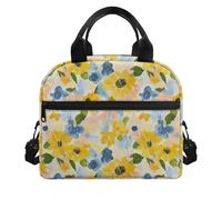 Amzbeauty Lunch Box Bag Kids Portable Insulated Leakproof Soft Cooler Bag with Front Pocket for Teens Boys Girl Durable Thermal Lunch Box for School Picnic Outdoor Full Flowers Print