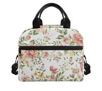 Amzbeauty Mens Lunch Bag Portable Insulated Leakproof Soft Cooler Bag with Front Pocket for Kids Teens Boys Girl Durable Thermal Lunch Box for School Picnic Outdoor Pink Rose Print