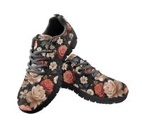 Amzbeauty Men's Sneakers Lightweight Breathable Casual Shoes Stylish Art Design Trendy Comfortable Lace-Up Sports Shoes Pink Flower Horse Print