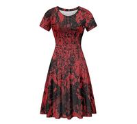 Amzbeauty Red Halloween Dress for Women Fit and Flare A Line Princess Halloween Blood Dress for Hallowemas Party