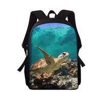 Amzbeauty Sea Turtle Backpack,Lightweight Casual Daypack for Teens/Boys/Girls/Kids,15 Inch Book Bag for Middle school