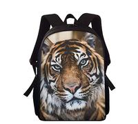 Amzbeauty Tiger Print Backpack Kids Boys Girls School Book Bag 15 Inch Daypack Fit for Preschool, Kindergarten and Elementary School