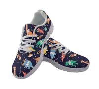 Amzbeauty Women Lightweight Walking Shoes Ladies Lace Up Sneakers Mesh Go Running Low Top Breathable Athletic Walk Gym Shoes Sport Run Dinosaur Print
