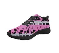 Amzbeauty Women Mesh Running Breathable Trainers Lightweight Shone Outdoor Sports Sneakers Running Shoes Gym Sport Piano Cat Design