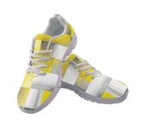 Amzbeauty Women Running Shoes Lightweight Mesh Sneakers Comfortable for Gym Workout Walking Casual Daily Wear Yellow Squares Print
