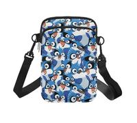 Amzbeauty Womens Cell Phone Crossbody Purse Mini Shoulder Bag with Key Ring Adjustable Strap Portable Handbag for Daily Everyday Use Cartoon Blue Jay Bird Print
