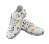 Amzbeauty Womens Ladies Walking Running Shoes Lace Up Lightweight Comfortable Casual Sneakers Shoes for Women Cat Watermelon Print