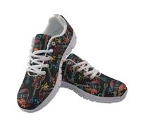 Amzbeauty Womens Running Shoes Ladies Walking Sneakers Lightweight Breathable Mesh Sports Sneaker Casual Gym Jogging Shoes Colorful Guitar Print
