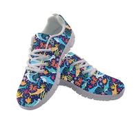 Amzbeauty Womens Running Shoes Ladies Walking Sneakers Lightweight Breathable Mesh Sports Sneaker Casual Gym Jogging Shoes Shark Print