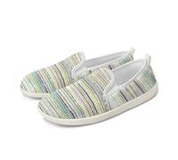 Amzbeauty Women's Slip On Sneakers Ladies Low Top Flats Lightweight Breathe Mesh Fashion Sneakers Cute Loafers Green Stripes Print