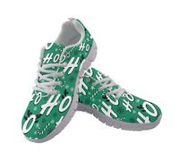 Amzbeauty Womens Trainers Casual Walking Shoes Breathable Running Shoes Lightweight Tennis Sneaker Soft Mesh Gym Workout Sneakers Green Snowflake Print