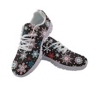 Amzbeauty Womens Trainers Casual Walking Shoes Breathable Running Shoes Lightweight Tennis Sneaker Soft Mesh Gym Workout Sneakers Snowflake Print