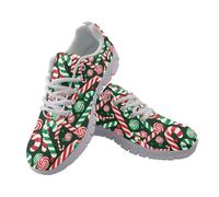 Amzbeauty Womens Trainers Casual Walking Shoes Breathable Running Shoes Lightweight Tennis Sneaker Soft Mesh Gym Workout Sneakers Full Candy Canes Print