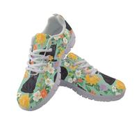 Amzbeauty Womens Trainers Running Shoes Ladies Breathable Mesh Walking Sneaker Lightweight Gym Trainers Sports Jogging Shoes Flower Green Print