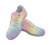 Amzbeauty Women's Walking Running Shoes Casual Lace Up Sneakers Comfort Non Slip Work Sport Athletic Trainer Gradient Color Print
