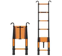 AMZBNEIDI Multi-Purpose Telescopic Ladder Aluminum Alloy Telescopic Ladder With Hooks For RV Home DIY Garden 2.3-8.1m 150kg Capacity(5.5m/18ft)
