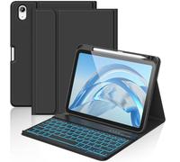aMZCaSE for iPad A16 11th Generation 2025/10th Keyboard Case with 2022(10.9/11 Inch),7 Colors Backlight Detachable Folio Keyboard Cover,UK Layout with Pen Holder for iPad 10/11 Gen (Black)