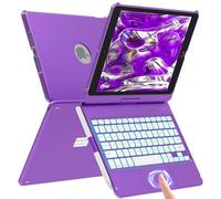 aMZCaSE for iPad Keyboard Case 10.2-360° Flip Hard-Shell Slim Cover with Wireless Bluetooth Keyboard, 7 Backlight, Auto Sleep/Wake for iPad 9/8/7th Gen (Dark Purple, 10.2)