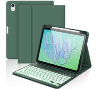 aMZCaSE Keyboard Case for iPad (A16) 11th / 10th Generation- 7 Colors Backlight Detachable Folio Keyboard Cover for iPad (A16) 11th Gen 2025 & 10th Gen 10.9 inch 2022, Smart Wake/Up, Ink Green