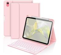 aMZCaSE Keyboard Case for iPad (A16) 11th / 10th Generation- 7 Colors Backlight Detachable Folio Keyboard for iPad (A16) 11th Gen 2025 & 10th Gen 10.9 inch 2022, Smart Wake/Up, Smoky Pink
