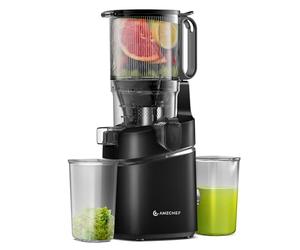 AMZCHEF Automatic Cold Press Juicer Machines 250W Liberate Your Hands, 135MM Opening and 1.8L Capacity Slow Juicers for Whole Fruit and Vegetable, with Triple Filter, Safety Lock, Obsidian Black