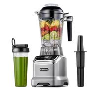 AMZCHEF Blender Smoothie Maker with Two Ways, 1800W Blenders for Kitchen with Smart Panel Control, 3 Speed Control & 4 Preset Settings, 1.85L Jug & 600ml Portable Bottle