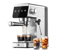 AMZCHEF Coffee Machine 20 Bar, 1350W Espresso Machine, Compact Stainless Steel Coffee Machines with LED Touch Screen, Powerful Steam Wand, Removable Water Tank
