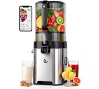 AMZCHEF Cold-Press-Juicer-Machines, 165MM Large Feed Chute, 600W DC Motor, Slow Masticating Juicer with Pre-Cut Blade, 2 Strainers for Juice, Nut Milk & Sorbet, High Juice Yield, Easy to Clean