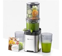 AMZCHEF Cold Press Juicer Machines, Slow Juicers with 118 MM Large Feed Chute for Whole Fruit and Vegetable, Durable Stainless Steel Juicer, Auto-cutting Auger, Double-Layer Filter