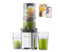 AMZCHEF Cold Press Juicer Machines, Slow Juicers with 120 MM Large Feed Chute for Whole Fruit and Vegetable, Durable Stainless Steel Juicer, Auto-cutting Auger, Double-Layer Filter