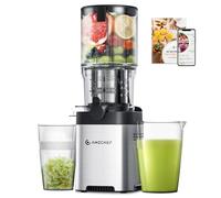 AMZCHEF Cold Press Juicer Machines, Slow Juicers with 142 MM Large Feed Chute for Whole Fruit and Vegetable, Durable Stainless Steel Juicer, Auto-cutting Auger, Triple Filter