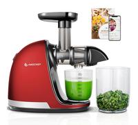 AMZCHEF Cold Press Juicer Machines, Slow Masticating Juicers for Whole Fruits and Vegetables, High Juice Yield, with 2 Cups and Recipe, Bright Red