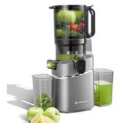 AMZCHEF Cold Press Juicer, Slow Masticating Juicer, 135mm Wide Chute, Grey | 2L Large Capacity Whole Fruit Juicer Machines, Triple Filter, Safety Lock, Easy to Clean