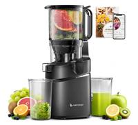 AMZCHEF Cold Press Juicer, Slow Masticating Juicer, 145mm Wide Chute, Black | 2L Large Capacity Whole Fruit Juicer Machines, Triple Filter, Safety Lock, Easy to Clean