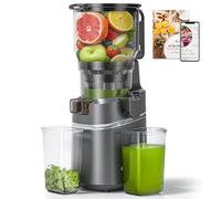 AMZCHEF Cold Press Juicer with 165mm Large Feed Chute, Slow Masticating Juicer for Whole Fruits & Vegetables, Triple Filter, Copper Motor, High Juice Yield, Easy to Clean, Grey