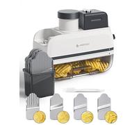 AMZCHEF Electric Vegetable Chopper & Food Processor, 5-in-1 Kitchen Slicer for Onion, Potato, Carrot | Make Chips, Salad, Crinkle-Cut Chips | with 4 Blades, Large Chute & Container