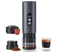 AMZCHEF Portable-Coffee-Maker-Travel, 2-IN-1 Camping Coffee Maker, Portable Espresso Machine 20 Bar, Self-Heating, USB-C, LCD Display, with Ground Coffee & NS Capsule for RV, Hiking, Office