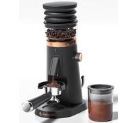 AMZCHEF Single Dose Coffee Grinder with 75 Settings & 40mm Burrs | Anti-Static Espresso Grinder for Home Use | Low Retention Magnetic Outlet | Quiet DC Motor | Vacuum Dosing Cup | LED Light