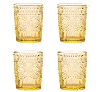 Amzcku Amber Drinking Glasses Set of 4, Vintage Glassware 10 oz- For Cocktails, Mixed Drinks, Whiskey, Beverage, Water, Milk and Juice
