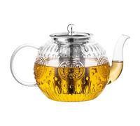 Amzcku Large 50OZ/1500ml Vintage Glass Teapot with Removable Infuser - Stovetop Safe, Borosilicate Glass Tea Kettle for Blooming & Loose Leaf Tea