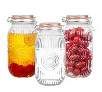Amzcku Wide Mouth Vintage Mason Jars with Airtight Lid 64oz 2 Quart, Canister Quart Jars for Kitchen Storage - for Coffee, Sugar, Beans 3 Pack